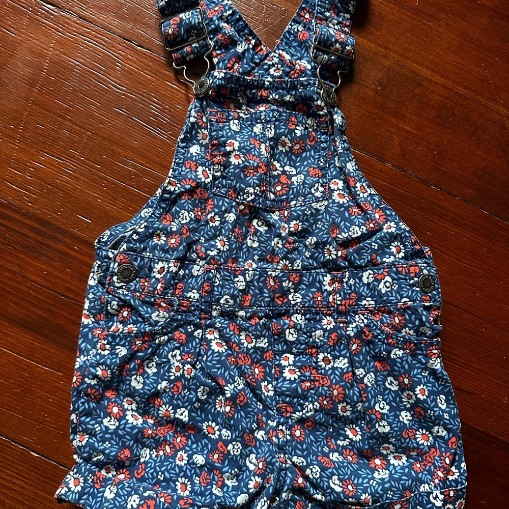 Oshkosh Toddler Girl Floral Blue Toddler Short overalls Size 3T